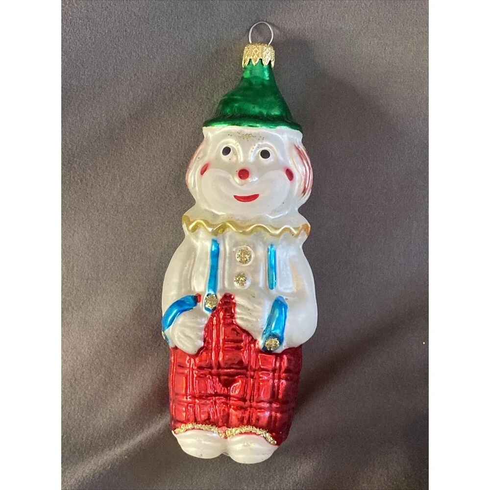 Vintage Mercury Glass Clown Christmas Ornament Lot Of 5 Hanging Holiday Tree